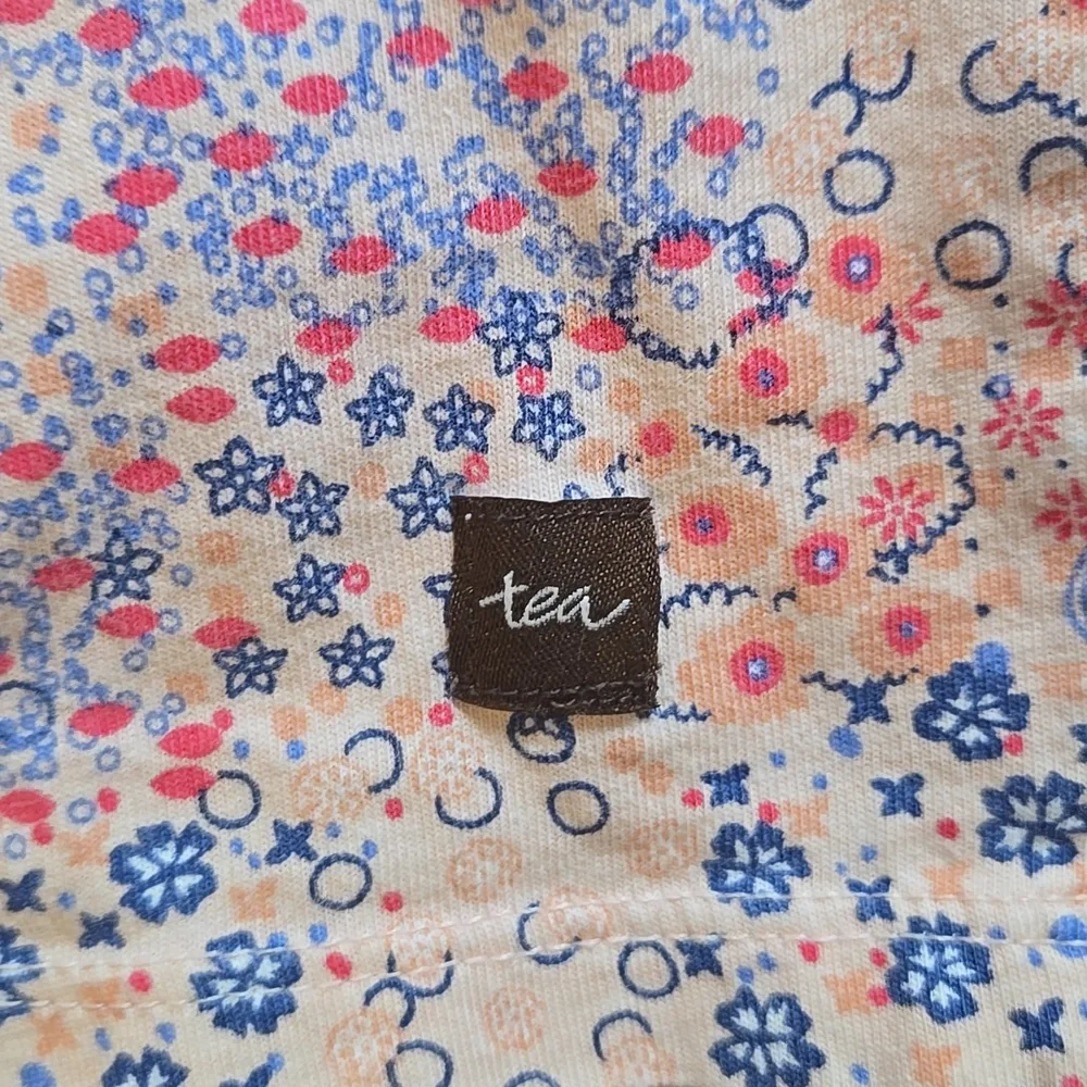 Tea Collection pink blue floral print faux wrap tank dress